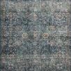 Anniston Lagoon Natural Rug with traditional motifs in distressed blue and beige tones