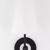 Merri sconce front view showing straight arm and centered metal base detail