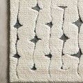 Close-up of Hagen Rug’s textured geometric pattern showing plush polypropylene fibers.