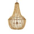 Front view of Penelope Beige Chandelier with chain and ceiling mount visible against white background