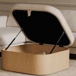 Open ottoman with view of storage space in a living room setting