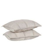 Two taupe beige shams stacked, highlighting the puffiness and quilted edges