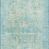 Long runner style Loren Aqua Rug displaying faded vintage pattern and narrow border