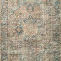 Traditional Margot Terracotta Lagoon Rug with distressed vintage floral medallion design in muted terracotta, lagoon, and ...
