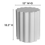 Taffy Accent Table shown with dimensions 18.5 inches height and 15 inches width and depth