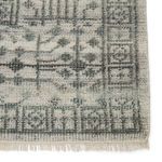 Close-up of detailed corner showing low pile, fringe, and subtle color gradation