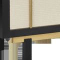 Close-up of black Okoume wood leg and gold accent strip below door-panel