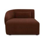 Amelia modular sectional chaise with left arm facing in rich warm brown upholstery, high back and sloped arm