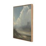 Side angle showing the natural wood frame and the depth of the canvas with visible texture on the painting surface