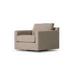 Hampton Upholstered Delta Sand Swivel Chair with plush cushioning and beige textured fabric on round swivel base