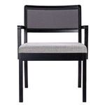 Straight-on front view highlighting frame shape and seat cushion thickness
