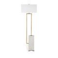 Beside Floor Lamp with white rectangular shade variation over brass frame and marble base