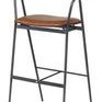 Angled side view highlighting the bar stool’s open back design and footrest detail