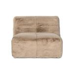 Straight-on front angle zoomed on chair highlighting visible seam lines and soft fabric