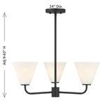 Blair chandelier with dimensions showing 24 inches diameter and adjustable height up to 63 inches