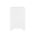 Plain white side view emphasizing the smooth curved base and clean lines of the Helena Side Table