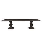 Toulon Vintage Brown rectangle dining table with vintage brown finish, solid mango wood, and thick multi-layered pedestal ...