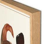 Close-up of top right corner of light wood frame with visible paper texture and painting edge