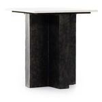 Terrell End Table angled slightly from above to show marble top texture and leg shadows