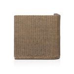 Side profile of woven rattan bench showing smooth flat frame without cushion