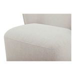 Close-up of padded seat cushion detailing fabric weave and gentle contour