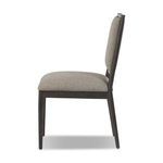 Side profile highlighting padded seat and backrest cushion with wooden frame of Glenview Dining Chair