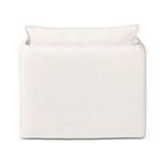 Rear view of Andre Outdoor Swivel Chair highlighting clean slipcover and cushion shape