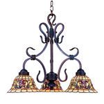 Product Image 2 for Tiffany Buckingham 3 Light Chandelier In Vintage Antique With Tiffany Style Glass from Elk Lighting