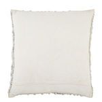 Reverse flat view showing smooth ivory fabric and boucle trim edge