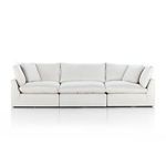 Front view showing the full length with plush seat and back cushions