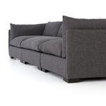 Partial side view showing the plush back cushions and thick seat padding of Westwood sofa