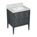 Close-up on hardware with side-by-side brass and polished nickel drawer pulls