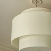 Close-up of Sawyer pendant shade texture and polished nickel ceiling mount
