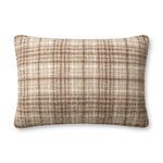 Elongated rectangular throw pillow with a brown-toned check pattern and cozy cabin style