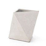 Talia Outdoor Planter with geometric angular shape in light speckled gray concrete