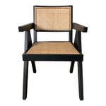 Close-up front view of Takashi chair highlighting rattan detailing on seat and back