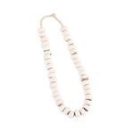 String of White Diamond Kenya beads made from cow bone in rounded, smooth disc shapes with natural color variations