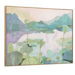 Saison painting shown at right side angle highlighting solid pine frame depth and canvas texture
