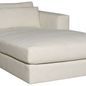 Angled view showing the left arm chaise and thick seat cushion of the sectional