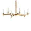 brass arms and creamy stone spacers detail with frosted glass lights on Marcelo chandelier