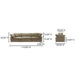 Dimension diagram illustrating Terra Modular Sofa width, height, depth, and cushion measurements