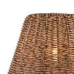 Close-up of top section of the woven rattan shade showing tight weaving and subtle color variations