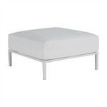 Havana Chalk/Natural Resin Ottoman shown at a slight right angle highlighting depth and cushion shape