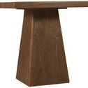Square Driftwood End Table with a tapered pedestal base and Worn Saddle oak finish