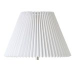 Close-up of the white pleated lampshade showing its tapered shape and texture