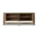 Salvador Sideboard with all cabinet doors open, showing two interior shelves and cable holes