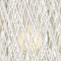 Close-up showing wrapped twine texture and glowing round bulb inside pendant