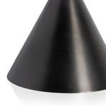 Close-up of aged brass base cone with matte finish and subtle highlights
