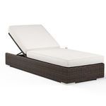 Montecito Adjustable Chaise in rich Cognac multi-colored resin wicker with white cushions and adjustable backrest
