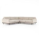Lexi 3-piece sectional sofa in perpetual pewter fabric with button tufting and cone-tapered legs